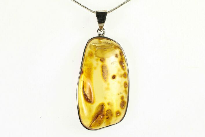 Polished Baltic Amber Pendant (Necklace) - Sterling Silver #279189